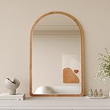 Generisch Gebogener Kosmetik Badspiegel, Vintage Holzrahmen Dekorativer Wandspiegel Für Schlafzimmer Eingangsbereich Und Wohnzimmer, Hängend Oder Für Den Schreibtisch(Wood,46 * 60cm/18.1 * 23.6in)
