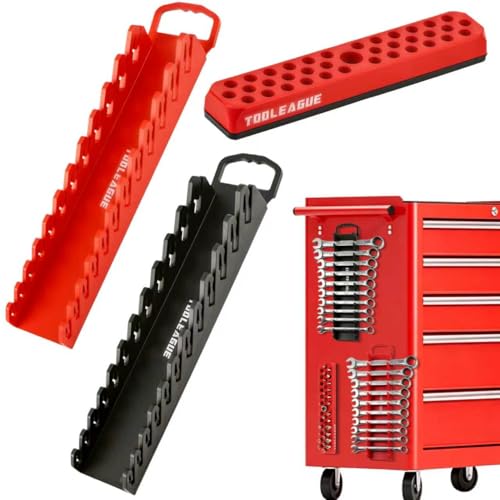 Image of TOOLEAGUE 2Pcs Magnetic Wrench Organizer Set & 1 /4 inch Hex Bit Organizer