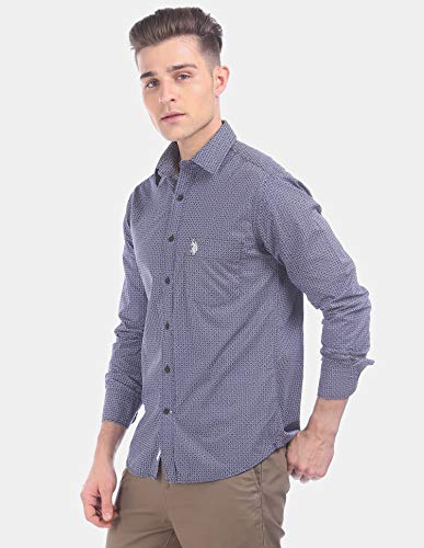 Image of US Polo Association Men's Solid Regular Fit Button Down Shirt (USSH6039H Grey, Blue and Red 3XL)