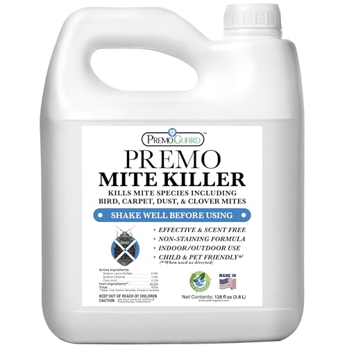 Premo Guard Natural Mite Spray – Large 128 oz Bottle – Plant Based Treatment for Dust, Spider, Carpet, Bird, Rat Mites – Safe for Families, Pet, Home, Bedding & Furniture When Used As Directed