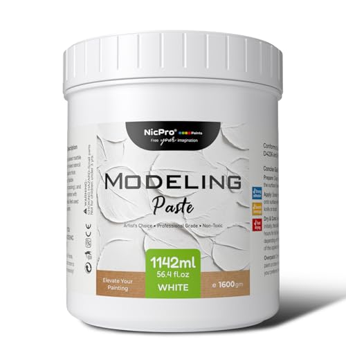 Nicpro Modeling Paste 1142 ml / 56.4 oz for Acrylic Painting High Density Acrylic Medium for Texture Art and Thickness Structural Molding Texture Paste for Canvas Paint Art Projects DIY 3D Effect