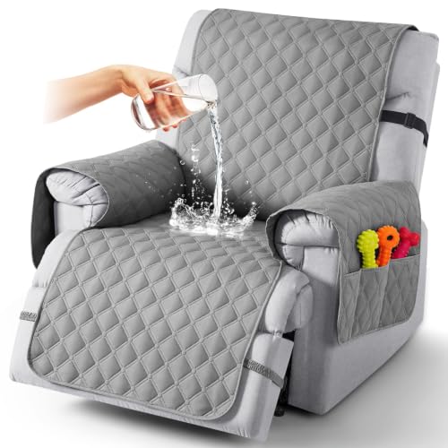 Image of TAOCOCO 100% Waterproof Recliner Chair Covers Reversible 25 inch, Light Gray
