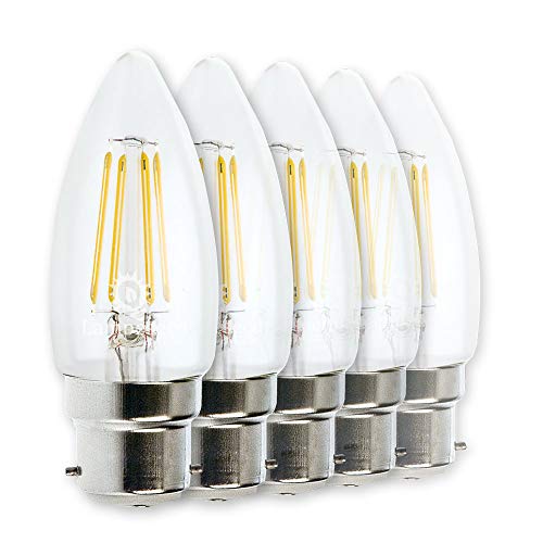 LampesEcoEnergie Lot de 5 Ampoules Led Flamme Filament 4 watt (éq. 42 Watt) Culot B22 à baïonnette
