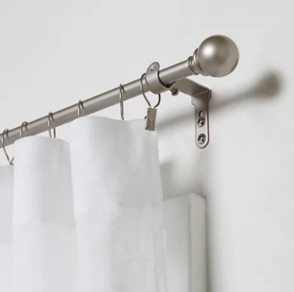 5/8-Inch Round Metal Curtain Rod, 84 to 120-Inch Adjustable Width (Satin Nickel with Ball Finials)