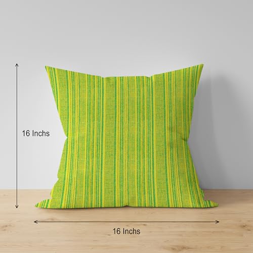 Image of NISSI Cotton Plain Cushion Covers, 16x16 inches, Set of 3, (3, Green, 16x16 inches)