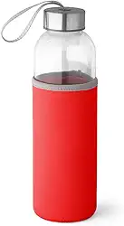 Garrafa Squeeze De Vidro Com Luva Protetora Neopreme 520 Ml (Vermelho)
