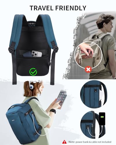 Image of ECOHUB Personal Item Backpack for Airlines, Under Seat Carry On Bag, 30L Airplane Travel Pack, Fits 17.3 inch Laptop, Weekend Essential, Blue Green