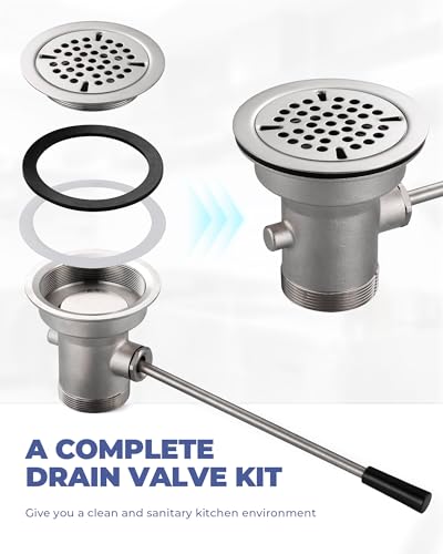 Image of 3-1 /2 Inch Commercial Sink Drain with Lever Handle Waste Drain Valve