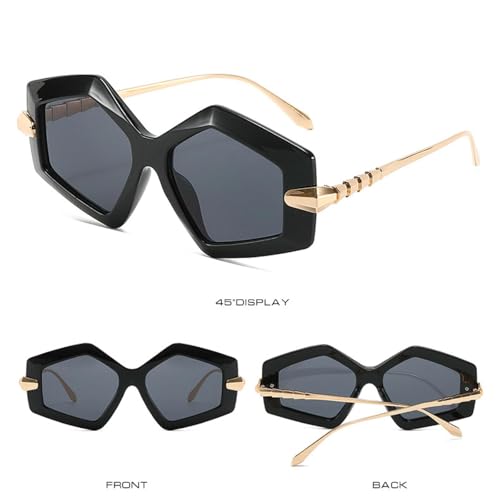 Metal Alloy Irregular Leg Sunglasses Ladies Women Fashion Geometry Polygon Eyeglasses Uv4004