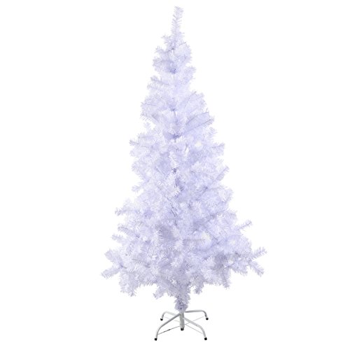 GIANTEX Weihnachtsbaum weiß 150/180/210/240 cm PVC-Kunstbaum mit 350/650/950/1138 Zweigen Metallständer dekorativer Baum für Geschäft Büro Zuhause 150 cm