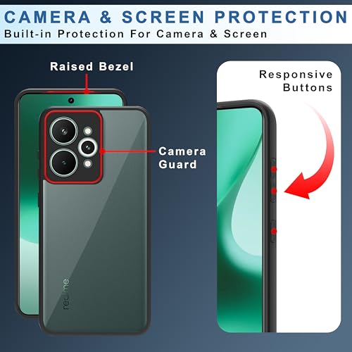 Image of CEDO Backcover for Realme 15 Pro (5G) | Camera Protection Bump Shockproof Edge | Ultra Hybrid Transparent Acrylic Clear TPU+PC Hard Backcase Cover (Black)