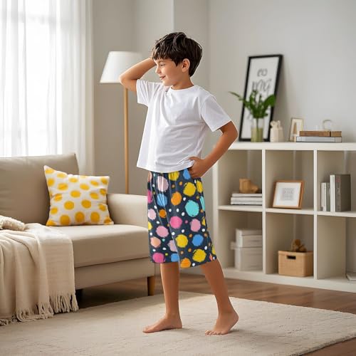 Polka Dots Black Color Short Pajama Pants Bottoms Soft Sleepwear with Pockets4
