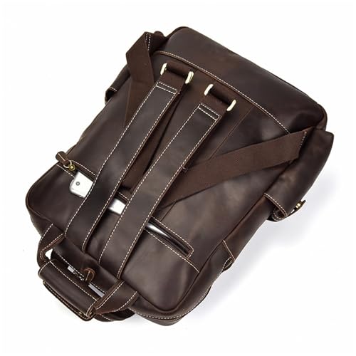 Mens Backpack Men's Leather Retro Shoulder Backpack Travel Bag Outdoor for Camping Outdoor Sport,Dark Brown-45x32x12cm4