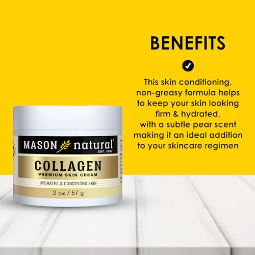 MASON NATURAL Collagen Premium Skin Cream, Women’s Anti,Aging Face & Body Daily Moisturizer for Hydration & Firmness, Pear Scent, 2 oz