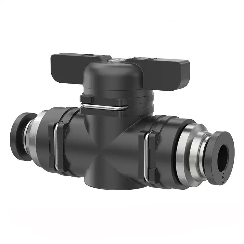 Válvula de mano neumática BUC-10 para tubos de 10 mm con interruptor de flujo