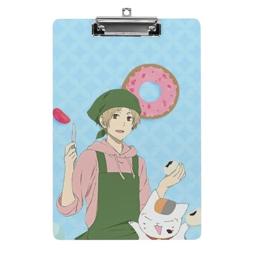 夏目友人帳 ニャンコ先生 クリップボード 用箋挟 クロス貼 A4 縦 ファイルバインダー ファイルボード クリップホルダー アクリル板 軽量 携帯便利 文房具 メタルクリップ付き A4用紙保持する 書類整理 会議パッド 学生 教師 オフィス用