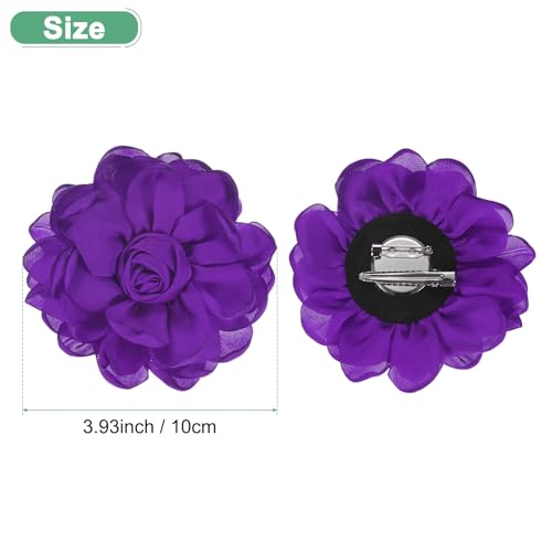 Image of M METERXITY Rose Flower Brooches and Pins for Women, Lapel Pins Dainty Satin Fabric Big Camellia Hair Flowers Clips for Wedding /Parties /Clothes /Jewelry