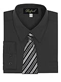 Boy's Dress Shirt & Tie - Black 2T