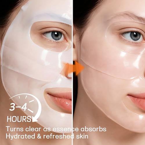 Image of Bio-Collagen Real Deep Facial Mask Hydrating Overnight Hydrogel Mask Pore Minimizing Elasticity Firming And Moisturizing 33g x 4ea