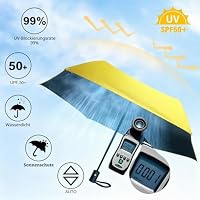 Herreicher UV Schirm Reise Regenschirm Automatik - Kompakt Faltbar Tragbar UV-Schutz Taschenschirm Leicht Umbrella 98cm Spannweite 6 Rippen 210T Abdeckstoff UPF50+ für Erwachsene und Kinder (Gleb) – Ansicht 3