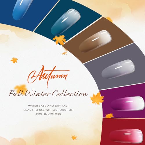 FAVAI Airbrush Gel Nail Polish Kit Air Gel Set Fall Winter Collection Long Lasting Soak Off Gel Polish Sets Without Dilution Nail Art French Manicure, 6 * 15ML