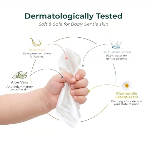 Image of Pure Aura Baby Wipes 72 Pulls - Doctor Recommended 99.9% Pure Water Wipes with Aloe Vera | Ultra Soft, Thick & Plant-Based | Gentle for Newborns & Sensitive Skin