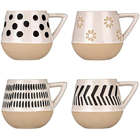Juego de 4 tazas de café de gres de 14 onzas de Linkidea Cover