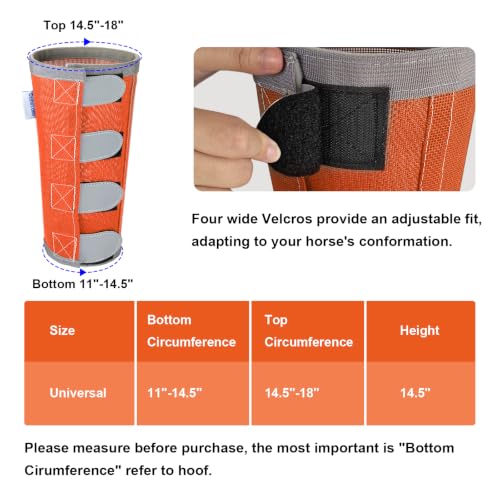 Image of Reflective Horse Fly Boots Set of 4, Loose Fitting Leggings for Horses, Equine Fly Leg Wraps Socks for 4 Legs, Breathable Adjustable and Universal Fit, Reliable Stay Put and on (Orange)