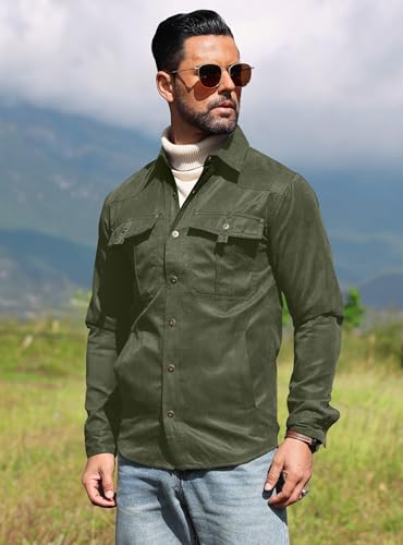 Zaitun Men's Flannel Lined Shacket Jacket Plaid Brushed Lining Cowboy Western Twill Outdoor Shirt Jacket - Image 4