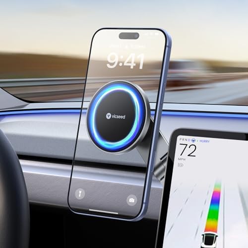 VICSEED Tesla Phone MountใStrongest Magnet PowerใFoldable Hidden Tesla Phone Holder Fit for All Phone, Tesla Model 3 Model Y for MagSafe Car Mount, Tesla Model 3 Accessories, Tesla Model Y Accessories