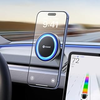 VICSEED Tesla Phone Mount【Strongest Magnet Power】Foldable Hidden Tesla Phone Holder Fit for All Phone, Tesla Model 3 Model Y for MagSafe Car Mount, Tesla Model 3 Accessories, Tesla Model Y Accessories