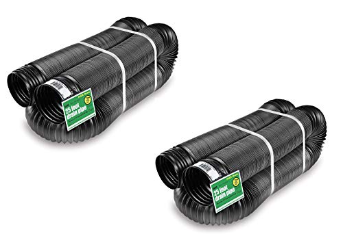 Flex-Drain 50710 Flexible/Expandable Landscaping Drain Pipe, Solid (4-Inch by 25-Foot, 2-Pack)