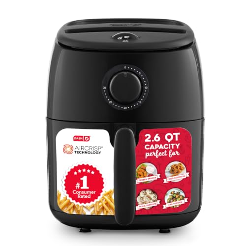 Image of Dash Tasti-Crisp Air Fryer - AirCrisp Technology - Compact Design with Adjustable Temperature Control - Nonstick Fry Basket & Auto Shut-Off Feature - 2.6 Quarts - Black
