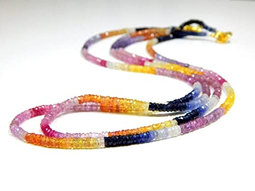 Multi saphir heishi perles de 3 mm en pierres naturelles facettées fil de 8.5 pouces pour bijoux
