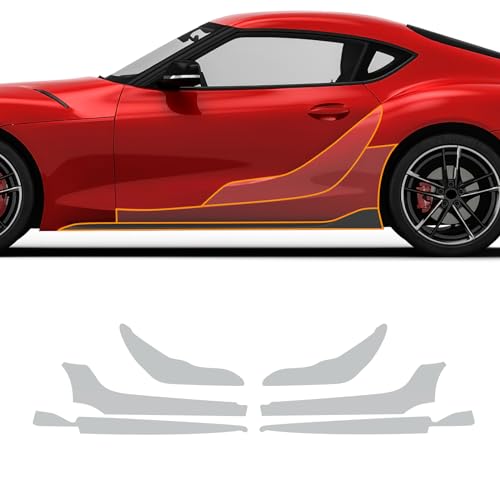 FDAIUN for Toyota Bullwinkle GR Supra 2019-2023 Clear Car Pre-Cut Paint Protective Film Self Adhesive TPU Rainproof Waterproof HD Scratch Exterior Accessories (Side Skirt&Door Sides 6Pcs)