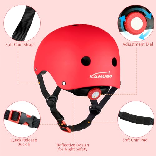 Image of KAMUGO Kids Adjustable Helmet, Suitable for Toddler Kids Ages 3-8 Boys Girls, Multi-Sport Safety Cycling Skating Scooter Helmet