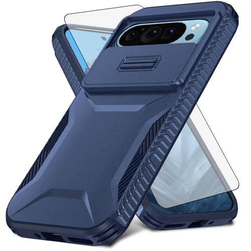 Coque Pixel 9 Pro antichoc avec cache objectif coulissant et verre trempé ultra résistant