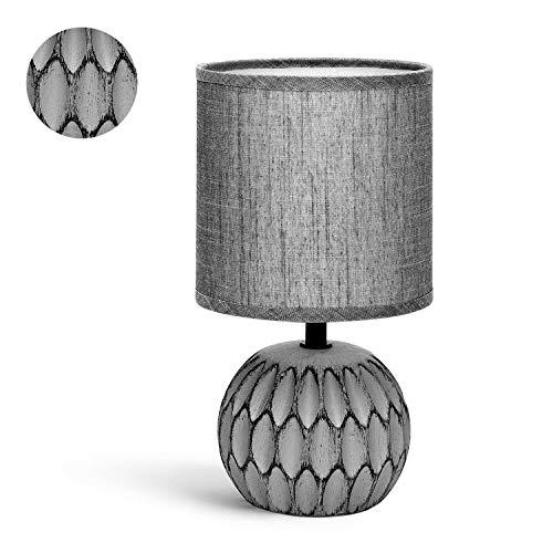 Preisvergleich Produktbild Tischlampe Keramik Tischleuchte Lampe für Nachttisch Beistelltisch Nachttischlampe Stoffschirm E14 Lustig Vintage Retro