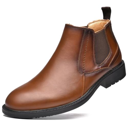 Image of Arkbird Chelsea Ankle Boots for Men Genuine Leather Oxford Casual and Formal Dress Boot, Coffee 8