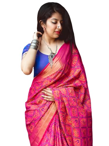 Image of AKHILAM Women's Kanjivaram Woven Soft Silk Saree With Blouse Piece
