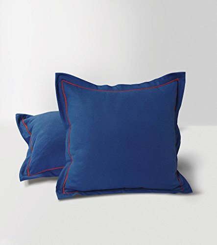 Image of Swayam Set of 2 Solid Cotton Blue Cushion Cover | 12 x 12 Inch | Soft Breathable Fabric with Hidden Zipper | Decorative & Stylish Cushion Covers for Sofa, Living Room, Bedroom & Couch