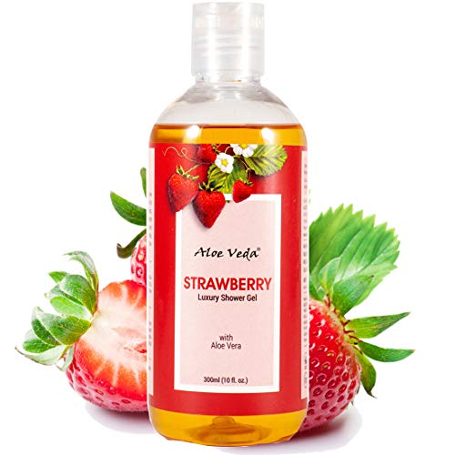 Image of Aloe Veda Luxury Strawberry Body Shower Gel with Vitamin E for Women & Men- 300 ml