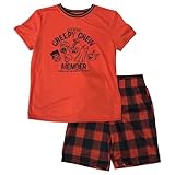 Cat & Jack Boys Orange Creepy Crew Halloween Sleep Set Pajamas Top & Shorts S (6-7)