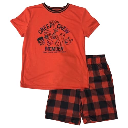 Cat & Jack Boys Orange Creepy Crew Halloween Sleep Set Pajamas Top & Shorts - Main Image