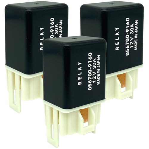Replacement 056700-9160 40/30A SPST Automotive Relay - 12VDC 4-Pin Relay for A/C Compressor & Radiator Fan Circuits (3-Pack)