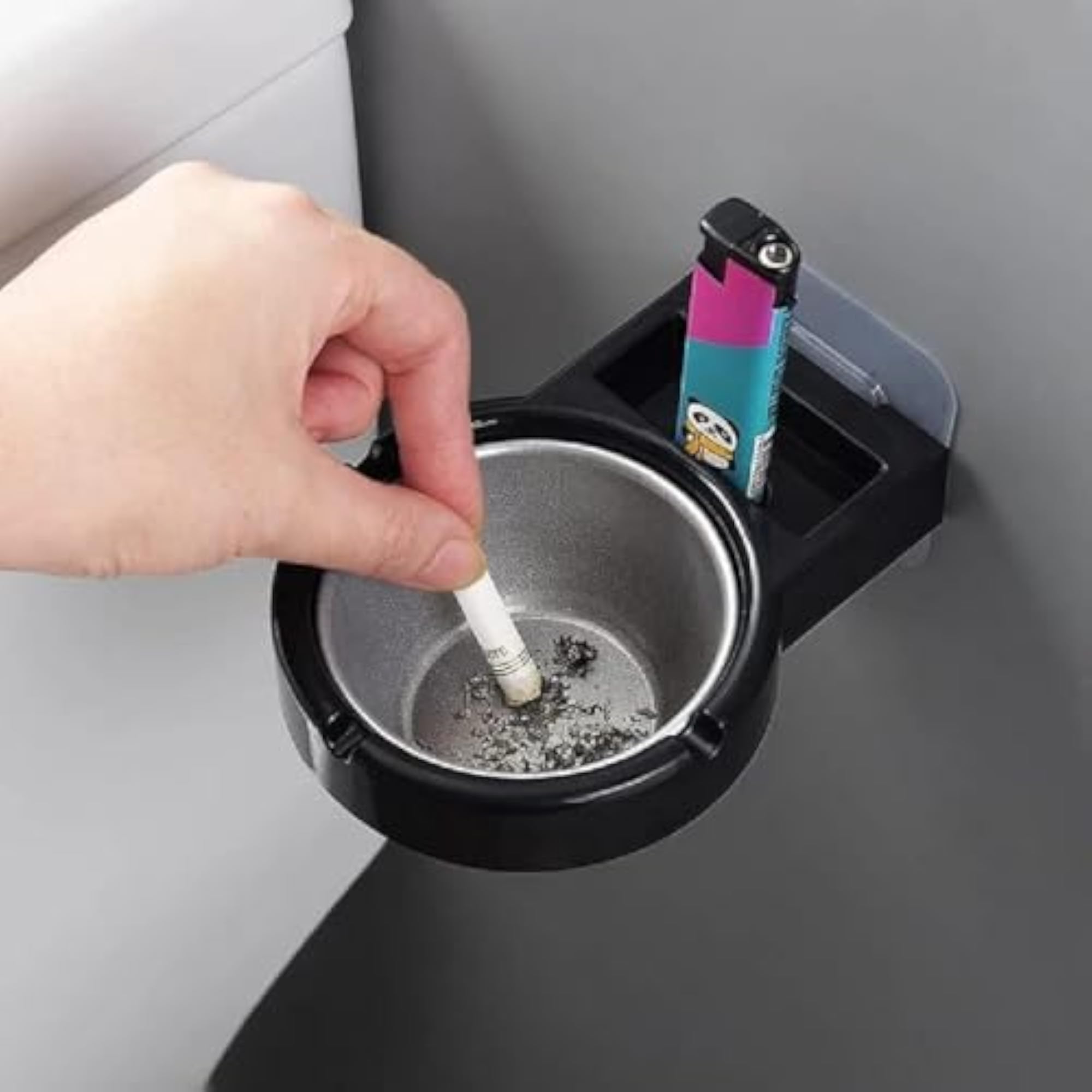 Premium Smokeless Ashtray with Lid, Windproof Stainless Steel