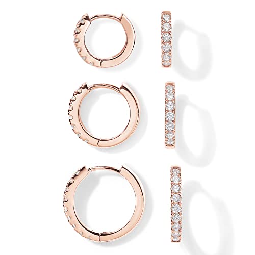 Image of PAVOI Gold Huggie Earrings for Women, 14K Gold Plated CZ Set of 3 | 925 Sterling Silver Posts, Small Hoop Earrings for Women, Hypoallergenic Earrings, Earring Pack