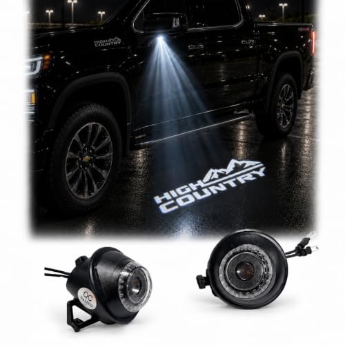 PCS Rearview Mirror Puddle Lights Compatible with Chevy HIGH Country 2019-2026 Silverado 2015-2024 Tahoe Suburban,Logo Projection Welcome Lights, Adjustable Angle, Plug & Play Replacement