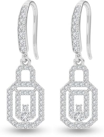CLARA 925 Sterling Silver Lock Drop Earrings | Platinum Plated | Daily Wear |Gift for Women and Girls
