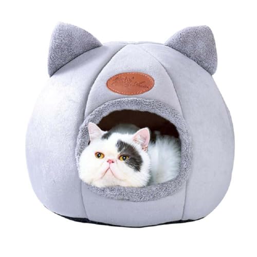 Cat Beds for Indoor Cats, Cozy Cat Cave Bed Dog House Cats Tent with Removable Cushion Pillow, Soft Warm Pet House Puppy Bed, Cute Pet Nest for Kitten Small Dog (Gray, M-13x13x13 Inches)